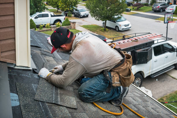 Professional Storm Damage Roof Repair technician working in Westminster, TX